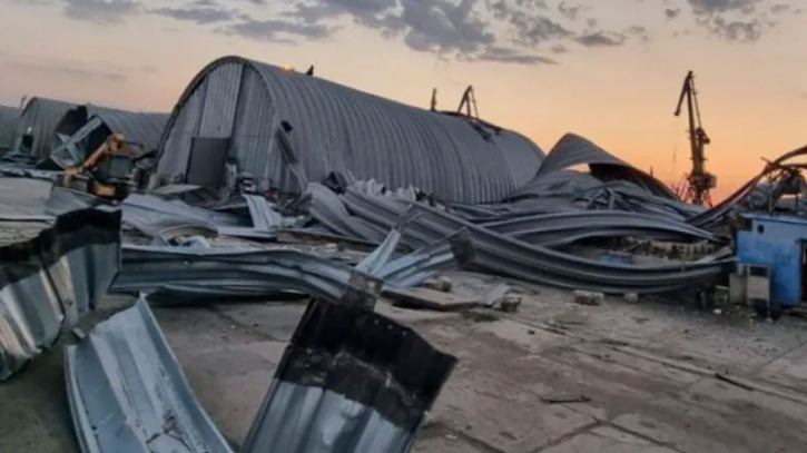 Ukrainian Grain silos and warehouses damaged by Russian drone attack